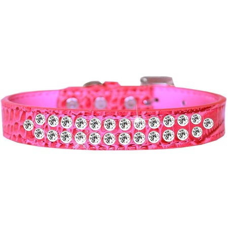 MIRAGE PET PRODUCTS Two Row Clear Jewel Croc Dog CollarBright Pink Size 12 720-06 BPKC12